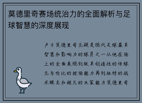 莫德里奇赛场统治力的全面解析与足球智慧的深度展现 莫德里奇赛场统治力的全面解析与足球智慧的深度展现